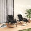 Zero Gravity Lounge Chair Set, 2 Pieces Reclining Folding Outdoor Lounge Chairs with Headrest Side Tray, Black