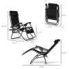 Zero Gravity Lounge Chair Set, 2 Pieces Reclining Folding Outdoor Lounge Chairs with Headrest Side Tray, Black