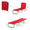 Foldable Chaise Lounge, 5-Level Backrest, Adjustable footrest, Pillow, Lightweight Frame, for Pool, Patio, Sun Bathing, Red