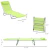 Folding Chaise Lounge Chair, Green, Portable, 6-Level Adjustable Back, Pillow Included, Ideal for Patio, Garden, Beach