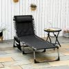 Folding Chaise Lounge Chair Lightweight Recliner 5-Level Adjustable Backrest Pillow for Outdoor Garden Sunbathing Brown