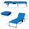 Folding Lounger Set: 5-Position Reclining, Blue Chaise Lounge Pair for Comfortable Outdoor Rest|