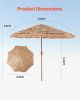 Tiki Umbrella, 9 ft Thatched Patio Umbrella with Tilt, Hawaiian Style Beach Parasol with Durable PP Thatch and 8 Metal Ribs