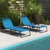 Folding Chaise Lounge Chairs Set: Adjustable, Reclining, Outdoor Patio Furniture, Relaxation, Sky Blue|