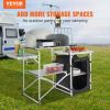Camping Kitchen Table, Folding Outdoor Cooking Table with Storage Carrying Bag, Aluminum Cook Station 1 Cupboard & Detachable Windscreen