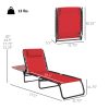 Folding Chaise Lounge Chair, 4-Position Backrest, Pillow, Breathable Mesh for Patio, Garden Sun, Poolside, Wine Red