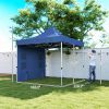 10' x 10' Heavy Duty Pop Up Canopy Tent with Sidewall, UPF50+ Instant Sun Shelter with Storage Pockets, Dark Blue