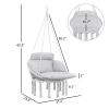 Hammock Swing Chair, Macrame Hanging Chair with Large Cushion, Chain, Steel Frame for Indoor Outdoor Use, Gray