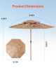 Tiki Umbrella, 9 ft Thatched Patio Umbrella with Tilt, 2-Tier Hawaiian Style Beach Parasol with PP Thatch and 8 Metal Ribs