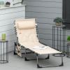 Folding Chaise Lounge Chair, Outdoor Padded Reclining Chair with 5-position Adjustable Backrest, Pillow and Pocket for Patio, Beach, Beige