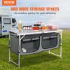 Camping Kitchen Table, Quick set-up Folding Camping Table with A Carrying Bag, 3 Adjustable Heights, MDF Camping Table, Ideal for Outdoor Picnics