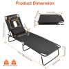 Folding Beach Lounge Chair Face Down Tanning Chaise Sunbathing Recliner 265LBS Max Load with 5-Angle Backrest 3 Removable Pillows for Beach Pool Lawn