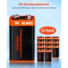 9V Alkaline Batteries, 12-Pack, 9 Volt Square Battery for Smoke Detector, 10-Year Shelf Life, Long Lasting, All-Purpose, for Fire Alarm