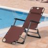 Lounging Relaxation: Folding Lounger with Metal Frame, Adjustable Footrest & Head Pillow