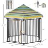 Heavy-duty 47 Freestanding Pet Playpen Kennel with Door & Removable Cover for Small Medium Dogs 6 Panels Brown