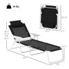 Folding Chaise Lounge, Outdoor Sun Tanning Chair, 4-Position Reclining Back, Armrests, Removable Pillow, Black