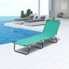Folding Patio Lounger Chair, Green, 5-Level Adjustable Back, Breathable, Sun Recliner, for Camping, Beach, Pool