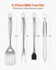 Grilling Accessories, 4PCS BBQ Grill Tool Set, Heavy Duty Stainless Steel Barbecue Tools, Kitchen Utensils with Tong, Spatula, Fork, Brush