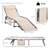 Folding Chaise Lounge Chair, Outdoor Padded Reclining Chair with 5-position Adjustable Backrest, Pillow and Pocket for Patio, Beach, Beige