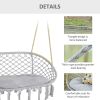 2-Person Hammock Chair Macrame Swing with Soft Cushion, Hanging Cotton Rope Chair for Indoor Outdoor Home Patio Backyard, Light Gray