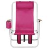Same Code03393743Folding Beach Chair, 4 Position Portable Backpack Foldable Camping Chair with Headrest Cup Holder and Wooden Armrests, Pink