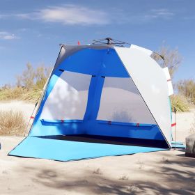 vidaXL Beach Tent 3-Person Azure Blue Quick Release Waterproof (Color: Blue)