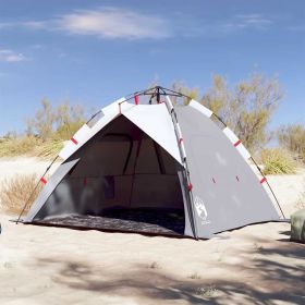 vidaXL Beach Tent 3-Person Gray Quick Release Waterproof (Color: Gray)