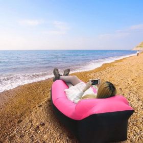 Inflatable Lounger, Portable,Waterproof For Backyard Lakeside Beach Traveling Camping Picnics & Music Festivals Camping, Lazy Inflatable Sofa (Color: Black + Rose Red)