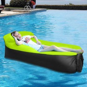 Inflatable Lounger, Portable,Waterproof For Backyard Lakeside Beach Traveling Camping Picnics & Music Festivals Camping, Lazy Inflatable Sofa (Color: Black + Green)