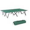2 Person Folding Camp Cot for Adults, 50" Wide Outdoor Portable Sleeping Cot with Carry Bag, Elevated Camping Bed, Green