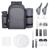 Picnic Backpack, Beach Picnic Backpack Bag for 2 Person with Insulated Cooler Compartment, Detachable Bottle/Wine Holder, Lightweight Blanket
