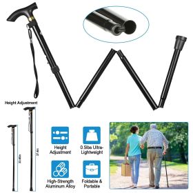 Travel Folding Trekking Hiking Pole,Collapsible Cane Adjustable Walking Stick Portable Mobility Aid for Women Men Hikers Gift,Black (Color: as Pic)