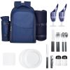 Picnic Backpack, Beach Picnic Backpack Bag for 2 Person with Insulated Cooler Compartment, Detachable Bottle/Wine Holder, Lightweight Blanket