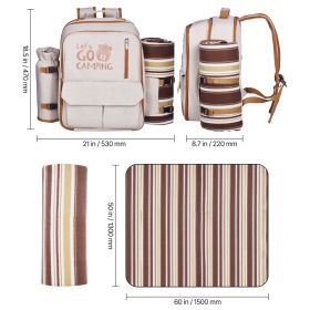 Picnic Backpack, Beach Picnic Backpack Bag for 4 Person with Insulated Cooler Compartment, Detachable Bottle/Wine Holder, Lightweight Blanket (Number of Layers: Single Layer, Color: Gray)