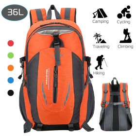 36L Travel Backpack Waterproof Hiking Daypack with Multiple Compartments and Pockets, Nylon Backpack for Camping (Color: Orange)