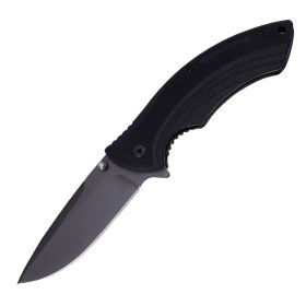 Portable Drop-Point Knife, Black/Green, 21.5cm Total Length - Ideal for Camping & Everyday Carry (Color: Black)