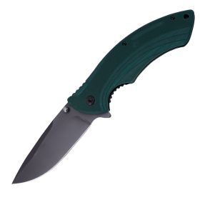 Portable Drop-Point Knife, Black/Green, 21.5cm Total Length - Ideal for Camping & Everyday Carry (Color: Green)