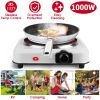 1200W Electric Infrared Single Burner Portable Heating Hot Plate Stove Countertop RV Hotplate with 7.5' Glass Cooktop Stepless Temperature Adjustments