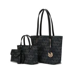 MKF Collection Aylet M Tote with Mini Handbag and Wristlet Pouch by Mia k (material: Polycarbonate, Color: Black)