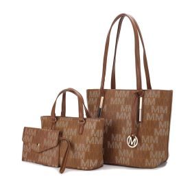 MKF Collection Aylet M Tote with Mini Handbag and Wristlet Pouch by Mia k (material: Polycarbonate, Color: Tan)
