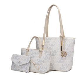 MKF Collection Aylet M Tote with Mini Handbag and Wristlet Pouch by Mia k (material: Polycarbonate, Color: White)