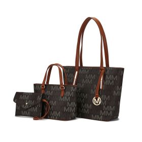 MKF Collection Aylet M Tote with Mini Handbag and Wristlet Pouch by Mia k (material: Polycarbonate, Color: Brown)