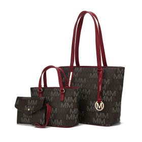 MKF Collection Aylet M Tote with Mini Handbag and Wristlet Pouch by Mia k (material: Polycarbonate, Color: Red)