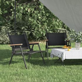 Camping Chair Set of 2 Black (Color: Black)