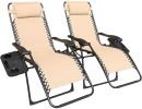 Zero Gravity Chair Patio Folding Lawn Lounge Chairs Outdoor Foldable Camp Reclining Lounge Chair with sidetable for Backyard Porch Swimming Poolside a