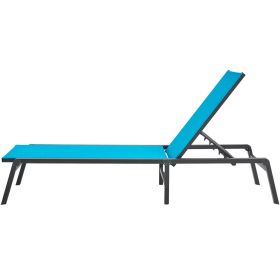 Chaise Lounge Chair Outdoor, Aluminum Patio Lounge Chair with Adjustable 5-Position (Combination Type: 1 x Lounge Chair, Color: Blue)