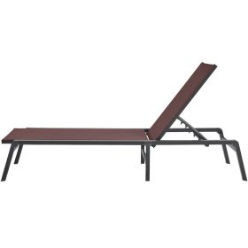 Chaise Lounge Chair Outdoor, Aluminum Patio Lounge Chair with Adjustable 5-Position (Combination Type: 1 x Lounge Chair, Color: Brown)