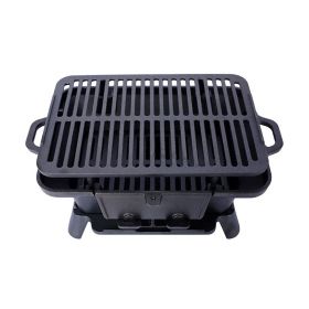 Portable Cast Iron BBQ Grill with Grate for Outdoor (type: Style A, Color: Black)
