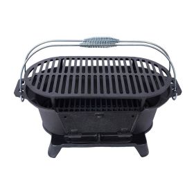 Portable Cast Iron BBQ Grill with Grate for Outdoor (type: Style B, Color: Black)