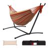 Double Hammock with Space Saving Steel Stand Includes Portable Carrying Case and Head Pillow, 450 Pounds Capacity